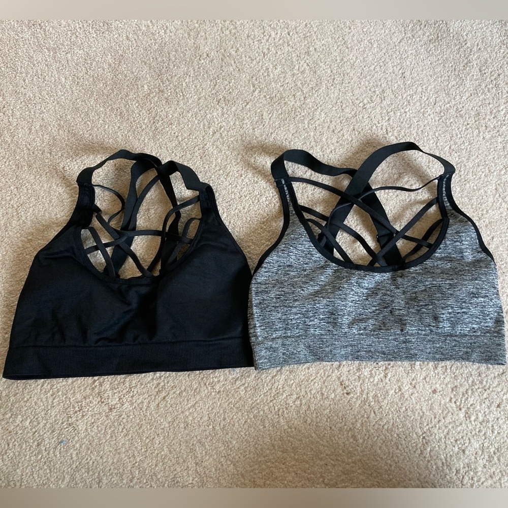 Victoria's Secret Black and Gray Sports Bras (2)